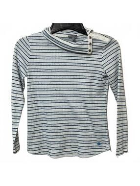 Talbots Women's Lightweight Button Embellish Knit Striped Preppy Chic Top Small